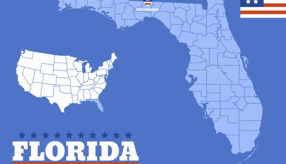 Vector hand drawn florida state outline map