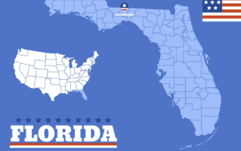 Vector hand drawn florida state outline map
