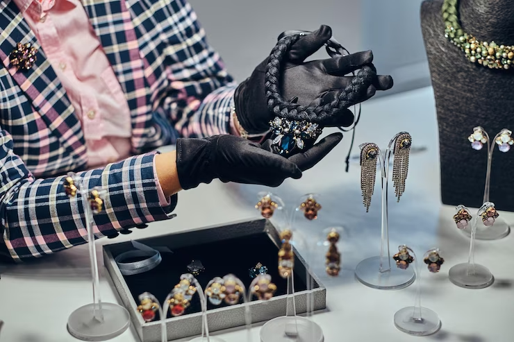 Jewelry Designer with a Handmade Necklace in Hands