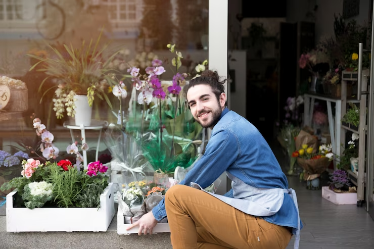 Florist Arranging the Flowers in the Crate