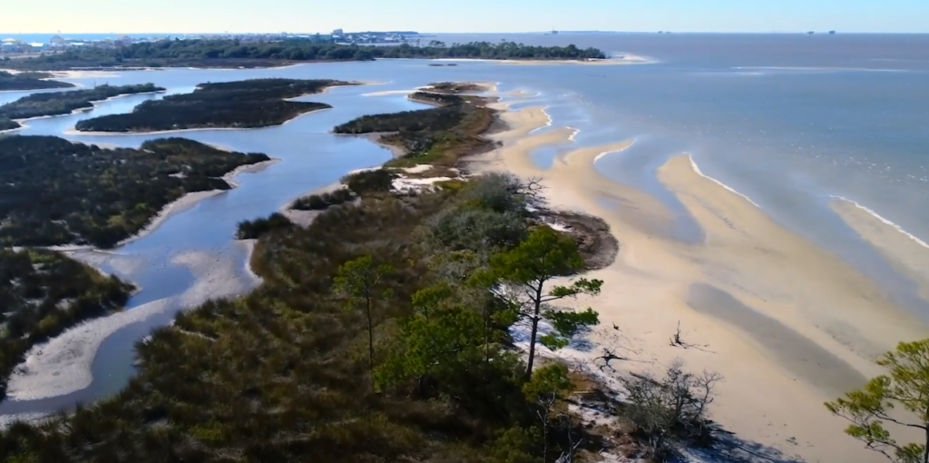 An aerial perspective of Bon Secour National Wildlife Refuge